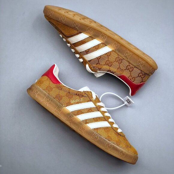 Adidas x Gucci Gazelle Sneaker Tan Monogram Wom - Picture 3 of 10